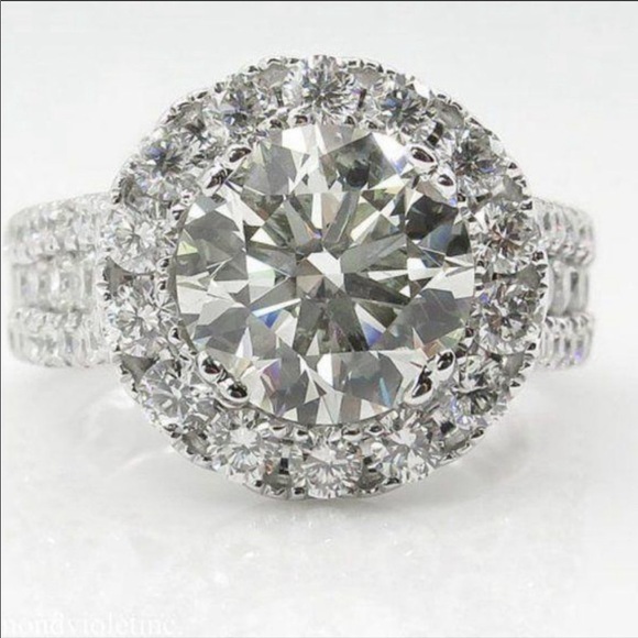 Diamond💎NEW 925 Sterling Silver Round Halo Ring - Picture 4 of 4